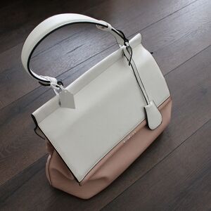 Antler White and Blush Pink Shoulder Bag with Top Handle